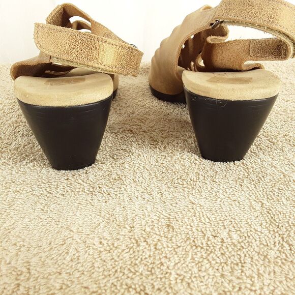 MUNRO Slingback Sandals sz 9W, Abby, Metallic/Gold Leather, Peep Toe Heels Shoes - Picture 9 of 12